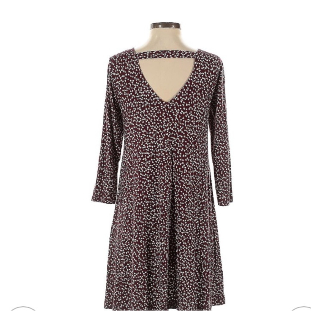 Loft Outlet Petite Maroon Swing Dress 3/4 sleeves size small - Picture 3 of 15